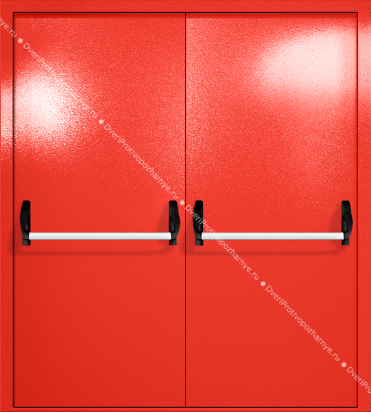 Двупольная глухая дверь ei-60 с ручками «антипаника» (цвет красный RAL 3020)