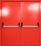 Двупольная глухая дверь ei-60 с ручками «антипаника» (цвет красный RAL 3020)