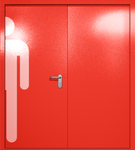 Двупольная глухая дверь ei-60 с обозначением санузла (цвет красный RAL 3020)