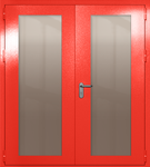 Двупольная дверь eiw-60 с максимальными стеклами (цвет красный RAL 3020)