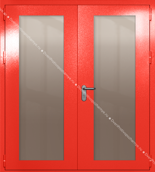 Двупольная дверь eiw-60 с максимальными стеклами и ручками «антипаника» (цвет красный RAL 3020) Двупольная дверь eiw-60 с максимальными стеклами и ручками «антипаника» (цвет красный RAL 3020)