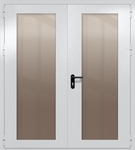 Двупольная дверь eiw-60 с максимальными стеклами и ручками «антипаника» (цвет светло-серый RAL 7047)