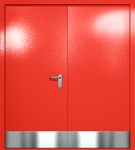 Двупольная глухая дверь ei-60 с отбойниками (цвет красный RAL 3020)
