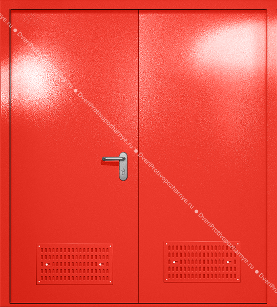 Двупольная глухая дверь ei-60 с вентиляцией (цвет красный RAL 3020) Двупольная глухая дверь ei-60 с вентиляцией (цвет красный RAL 3020)
