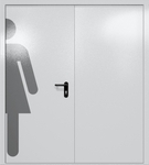 Двупольная глухая дверь ei-60 с обозначением санузла (цвет светло-серый RAL 7047)