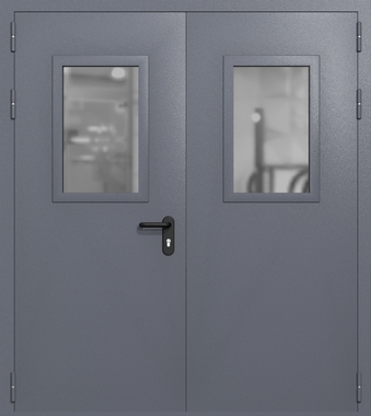 Двупольная дверь ei-60 со стеклами 600x400 (цвет темно-серый RAL 7015) Двупольная дверь ei-60 со стеклами 600x400 (цвет темно-серый RAL 7015)