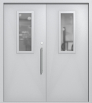 Двупольная техническая дверь со стеклами 700x300 (цвет светло-серый RAL 7047)