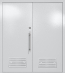 Двупольная глухая техническая дверь с вентиляцией (цвет светло-серый RAL 7047)