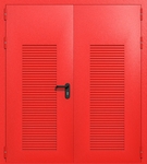 Двупольная глухая техническая дверь с вентиляцией (цвет красный RAL 3020)