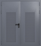 Двупольная глухая техническая дверь с вентиляцией (цвет темно-серый RAL 7015)