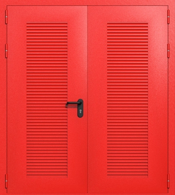 Двупольная глухая техническая дверь с вентиляцией (цвет красный RAL 3020) Двупольная глухая техническая дверь с вентиляцией (цвет красный RAL 3020)