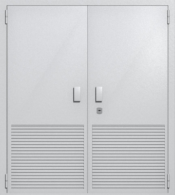 Двупольная глухая техническая дверь с вентиляцией (цвет светло-серый RAL 7047) Двупольная глухая техническая дверь с вентиляцией (цвет светло-серый RAL 7047)
