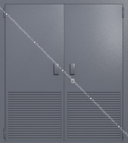 Двупольная глухая техническая дверь с вентиляцией (цвет темно-серый RAL 7015) Двупольная глухая техническая дверь с вентиляцией (цвет темно-серый RAL 7015)