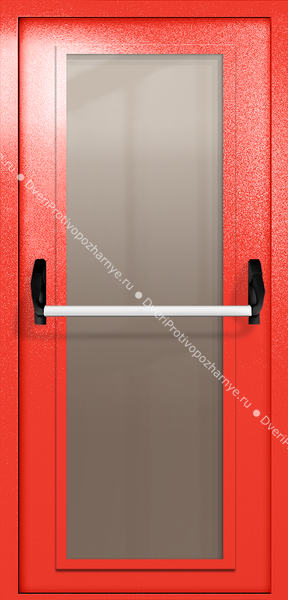 Однопольная дверь eiw-60 с максимальным стеклом и ручкой «антипаника» (цвет красный RAL 3020) Однопольная дверь eiw-60 с максимальным стеклом и ручкой «антипаника» (цвет красный RAL 3020)