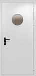 Однопольная дверь ei-60 с круглым стеклом (цвет светло-серый RAL 7047)