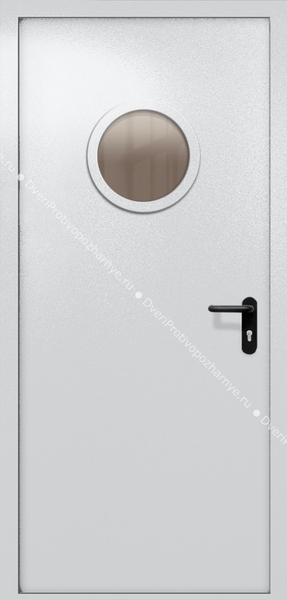 Однопольная дверь ei-60 с круглым стеклом (цвет светло-серый RAL 7047) Однопольная дверь ei-60 с круглым стеклом (цвет светло-серый RAL 7047)