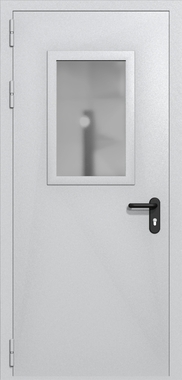 Однопольная дверь ei-60 со стеклом 600x400 (цвет светло-серый RAL 7047)