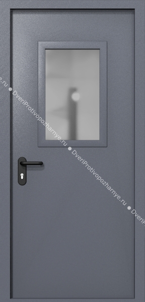 Однопольная дверь ei-60 со стеклом 600x400 (цвет темно-серый RAL 7015) Однопольная дверь ei-60 со стеклом 600x400 (цвет темно-серый RAL 7015)