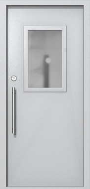 Однопольная техническая дверь со стеклом 600x400 (цвет светло-серый RAL 7047)
