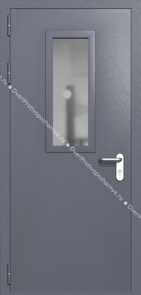 Однопольная дверь ei-60 со стеклом 700x300 и ручками хром (цвет темно-серый RAL 7015) Однопольная дверь ei-60 со стеклом 700x300 и ручками хром (цвет темно-серый RAL 7015)