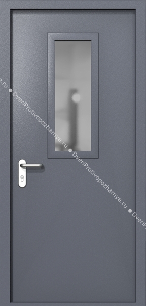 Однопольная дверь ei-60 со стеклом 700x300 и ручками хром (цвет темно-серый RAL 7015) Однопольная дверь ei-60 со стеклом 700x300 и ручками хром (цвет темно-серый RAL 7015)