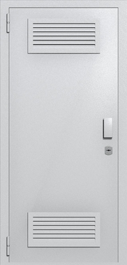 Однопольная глухая техническая дверь с вентиляцией (цвет светло-серый RAL 7047) Однопольная глухая техническая дверь с вентиляцией (цвет светло-серый RAL 7047)