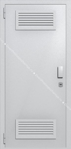 Однопольная глухая техническая дверь с вентиляцией (цвет светло-серый RAL 7047)