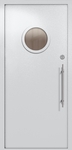 Однопольная техническая дверь с круглым стеклом (цвет светло-серый RAL 7047)