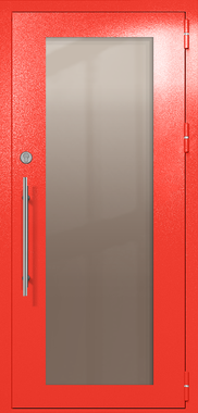 Однопольная техническая дверь с максимальным стеклом (цвет красный RAL 3020) Однопольная техническая дверь с максимальным стеклом (цвет красный RAL 3020)