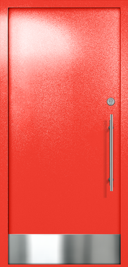 Однопольная глухая техническая дверь с отбойником (цвет красный RAL 3020) Однопольная глухая техническая дверь с отбойником (цвет красный RAL 3020)