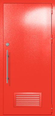 Однопольная глухая техническая дверь с вентиляцией (цвет красный RAL 3020) Однопольная глухая техническая дверь с вентиляцией (цвет красный RAL 3020)
