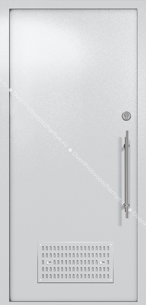 Однопольная глухая техническая дверь с вентиляцией (цвет светло-серый RAL 7047) Однопольная глухая техническая дверь с вентиляцией (цвет светло-серый RAL 7047)