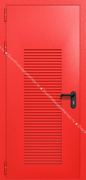 Однопольная глухая техническая дверь с вентиляцией (цвет красный RAL 3020) Однопольная глухая техническая дверь с вентиляцией (цвет красный RAL 3020)