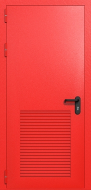 Однопольная глухая техническая дверь с вентиляцией (цвет красный RAL 3020) Однопольная глухая техническая дверь с вентиляцией (цвет красный RAL 3020)