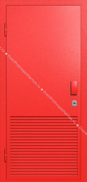 Однопольная глухая техническая дверь с вентиляцией (цвет красный RAL 3020)