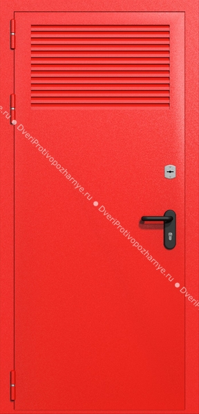 Однопольная глухая техническая дверь с вентиляцией (цвет красный RAL 3020)