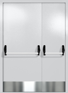 Полуторапольная глухая дверь ei-60 с отбойниками и ручками «антипаника» (цвет светло-серый RAL 7047) Полуторапольная глухая дверь ei-60 с отбойниками и ручками «антипаника» (цвет светло-серый RAL 7047)