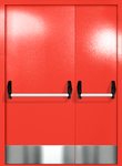 Полуторапольная глухая дверь ei-60 с отбойниками и ручками «антипаника» (цвет красный RAL 3020)