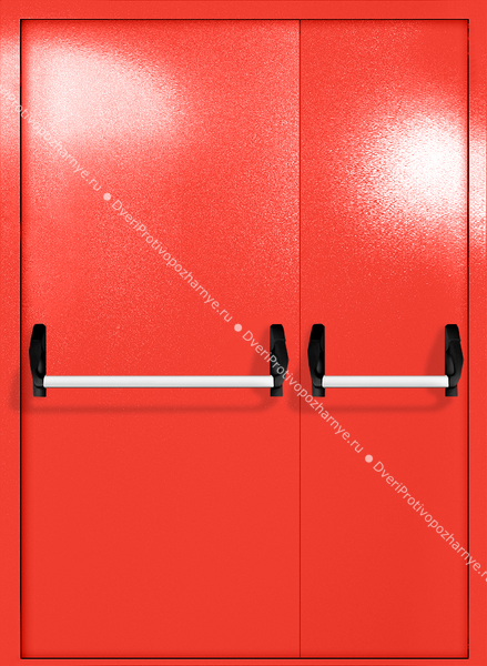 Полуторапольная глухая дверь ei-60 с ручками «антипаника» (цвет красный RAL 3020) Полуторапольная глухая дверь ei-60 с ручками «антипаника» (цвет красный RAL 3020)
