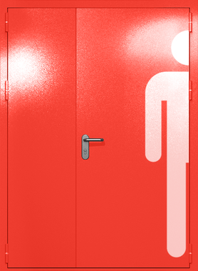 Полуторапольная глухая дверь ei-60 с обозначением санузла (цвет красный RAL 3020) Полуторапольная глухая дверь ei-60 с обозначением санузла (цвет красный RAL 3020)