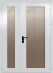 Полуторапольная дверь eiw-60 с максимальными стеклами и ручками «антипаника» (цвет светло-серый RAL 7047)