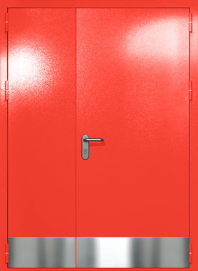 Полуторапольная глухая дверь ei-60 с отбойниками (цвет красный RAL 3020) Полуторапольная глухая дверь ei-60 с отбойниками (цвет красный RAL 3020)