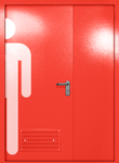 Полуторапольная глухая дверь ei-60 с обозначением санузла и вентиляцией (цвет красный RAL 3020)