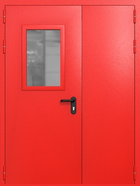 Полуторапольная дверь ei-60 со стеклом 600x400 (цвет красный RAL 3020) Полуторапольная дверь ei-60 со стеклом 600x400 (цвет красный RAL 3020)