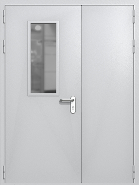 Полуторапольная дверь ei-60 со стеклом 700x300 и ручками хром (цвет светло-серый RAL 7047) Полуторапольная дверь ei-60 со стеклом 700x300 и ручками хром (цвет светло-серый RAL 7047)