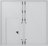 Распашные крупногабаритные ворота ei-60 с калиткой (цвет светло-серый RAL 7047)