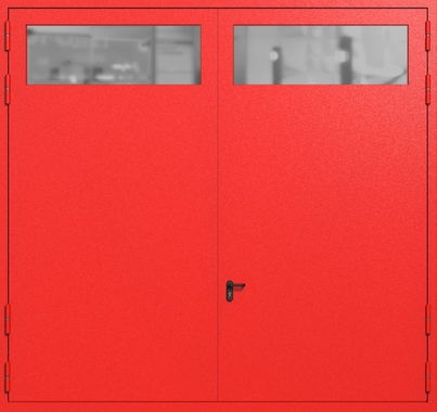 Распашные крупногабаритные ворота ei-60 с остеклением (цвет красный RAL 3020) Распашные крупногабаритные ворота ei-60 с остеклением (цвет красный RAL 3020)