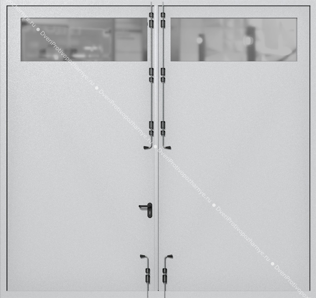 Распашные крупногабаритные ворота ei-60 с остеклением (цвет светло-серый RAL 7047) Распашные крупногабаритные ворота ei-60 с остеклением (цвет светло-серый RAL 7047)