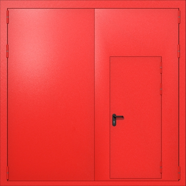 Распашные ворота ei-60 с калиткой (цвет красный RAL 3020) Распашные ворота ei-60 с калиткой (цвет красный RAL 3020)