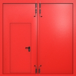 Распашные ворота ei-60 с калиткой (цвет красный RAL 3020)